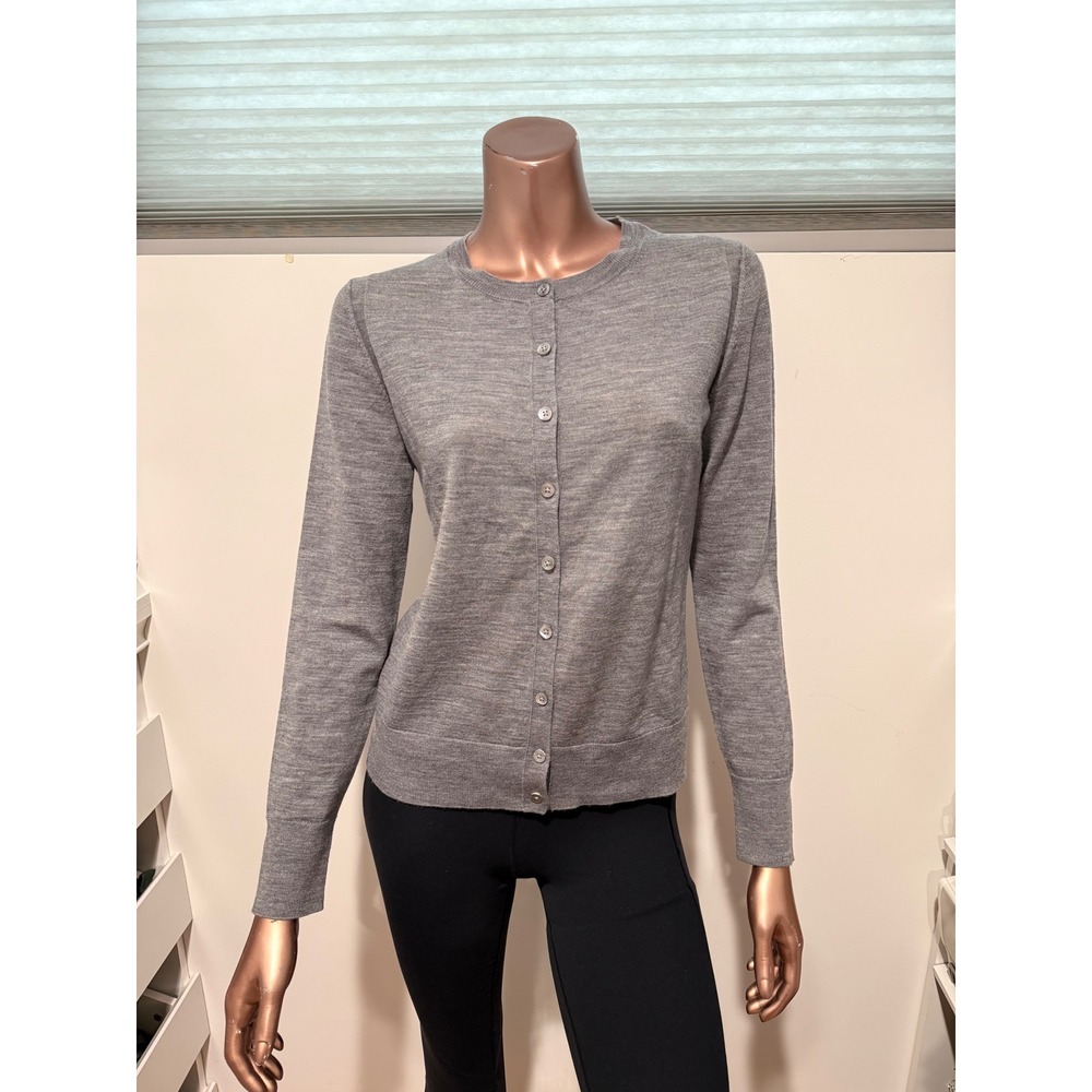 Banana Republic Stretch Merino Wool Classic Cardigan Heathered Gray Minimalist/S